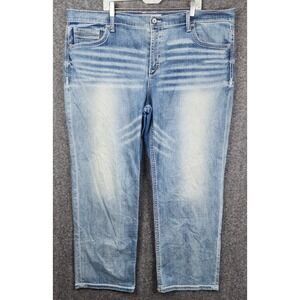 BKE Denim Seth Jeans Mens 46R Light Wash Straight Leg Whiskered ABM1778